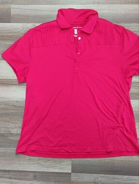 Just My Size Bright Pinkish Red Polo Top